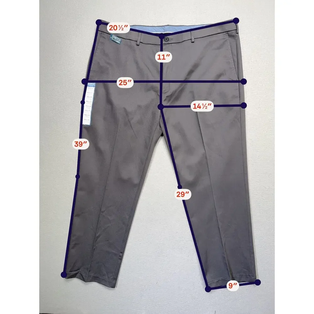Haggar Men’s No Iron Straight-Fit Flat-Front Pants Dark GREY 40x29 $70